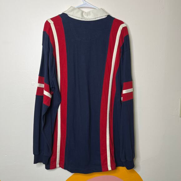 NEW VTG Y2K Faded Glory Men's Collared Shirt Large Blue Striped Polo - Picture 2 of 5